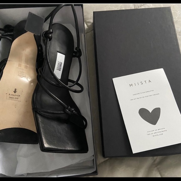 BRAND NEW MIISTA COCO BLACK NAPPA LEATHER SANDALS - Picture 2 of 4